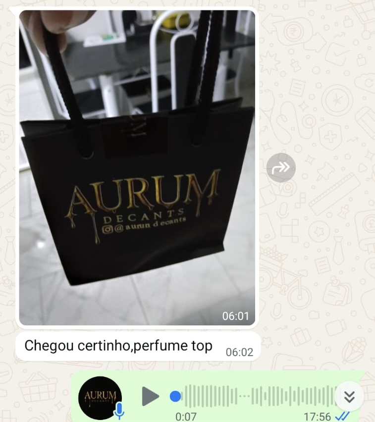 Depoimento de cliente 1 da Aurum Decants