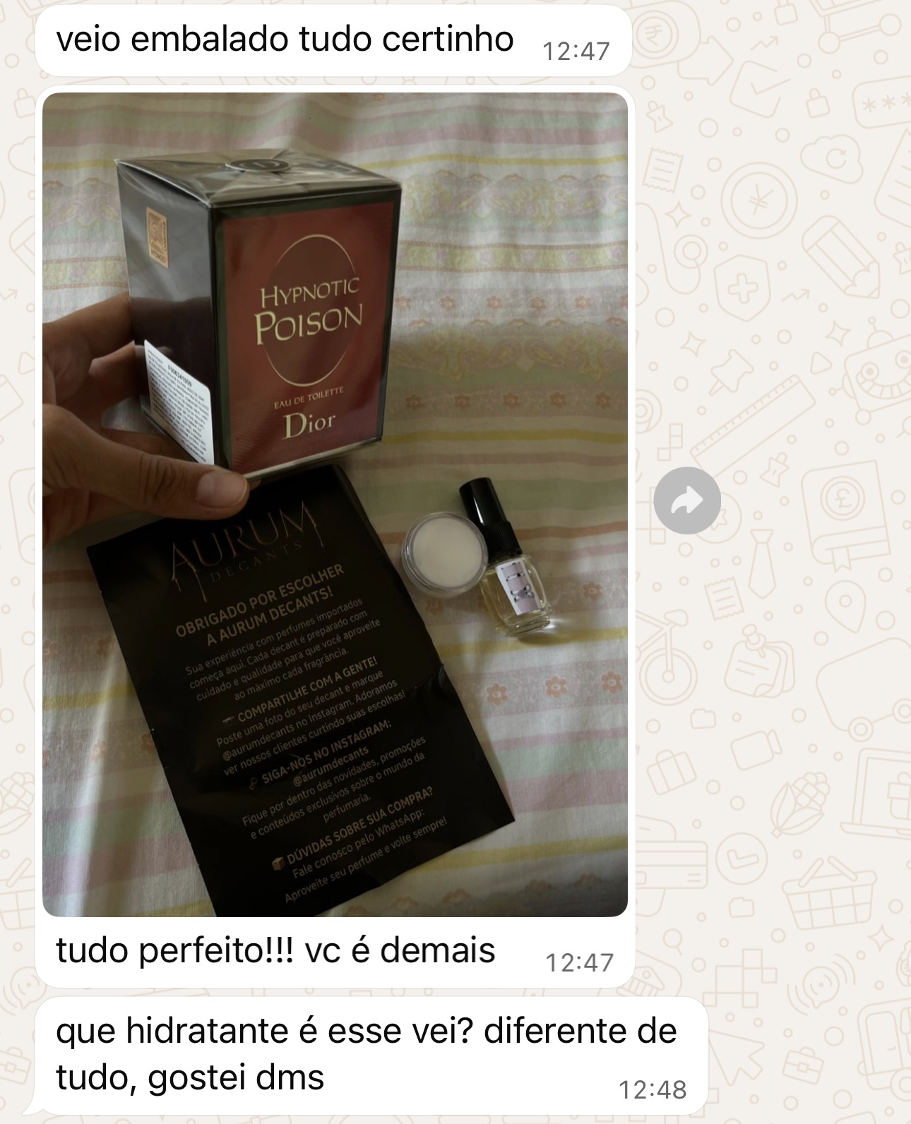 Depoimento de cliente 8 da Aurum Decants