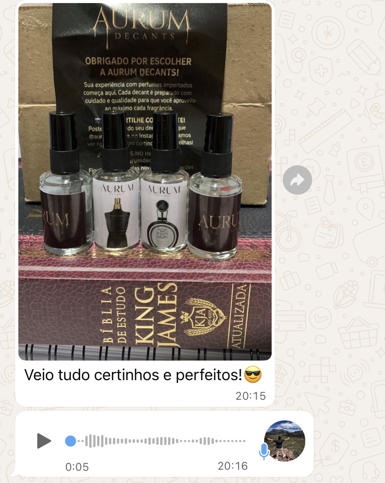 Depoimento de cliente 10 da Aurum Decants