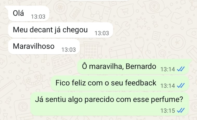 Depoimento de cliente 5 da Aurum Decants