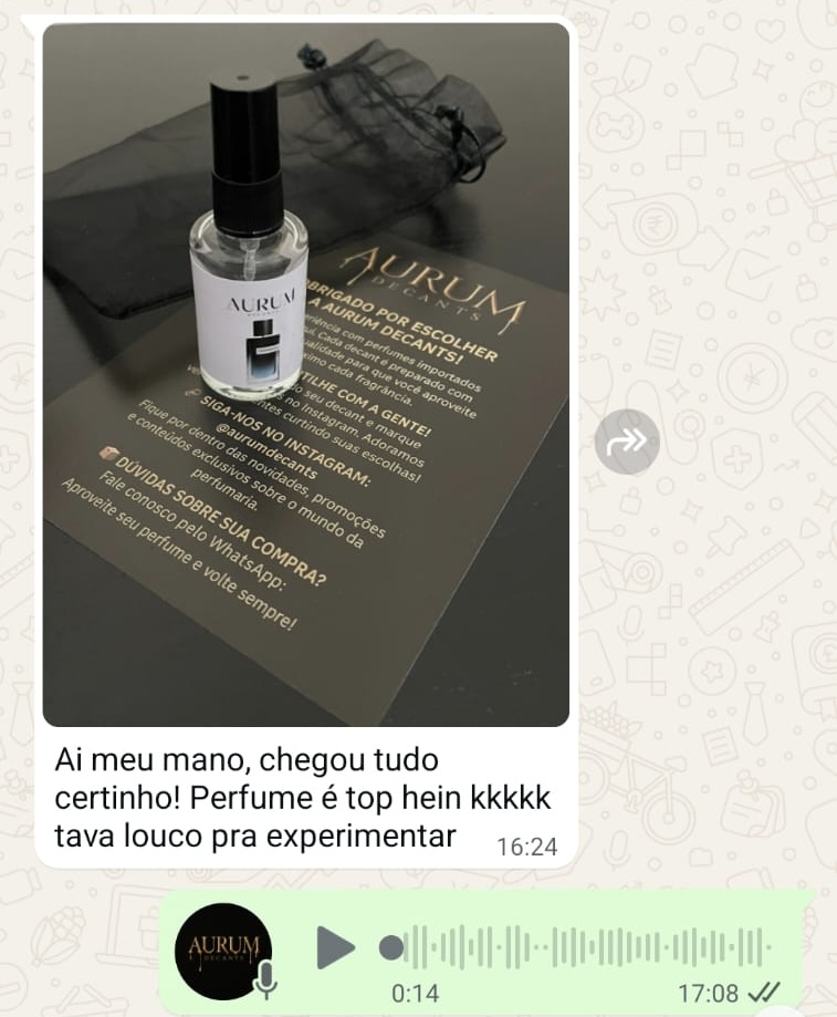 Depoimento de cliente 7 da Aurum Decants